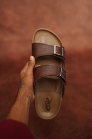 Men’s Brown Leather Buckle Sandals – Stylish & Comfortable Footwear-7 Man